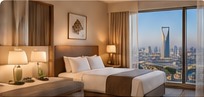 A relaxing hotel room